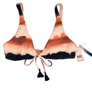 Lucky Brand Swimsuit Top Earth Tones Tassels Size L